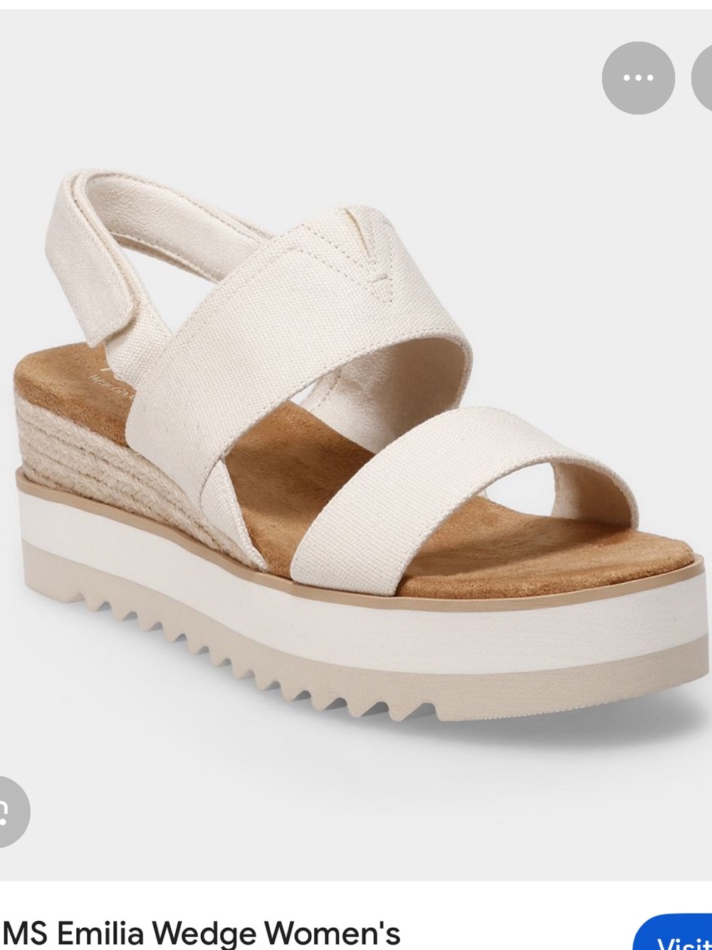 Toms Emilia Wedge Espadrille Sandal - Cream/ natural canvas. New with box